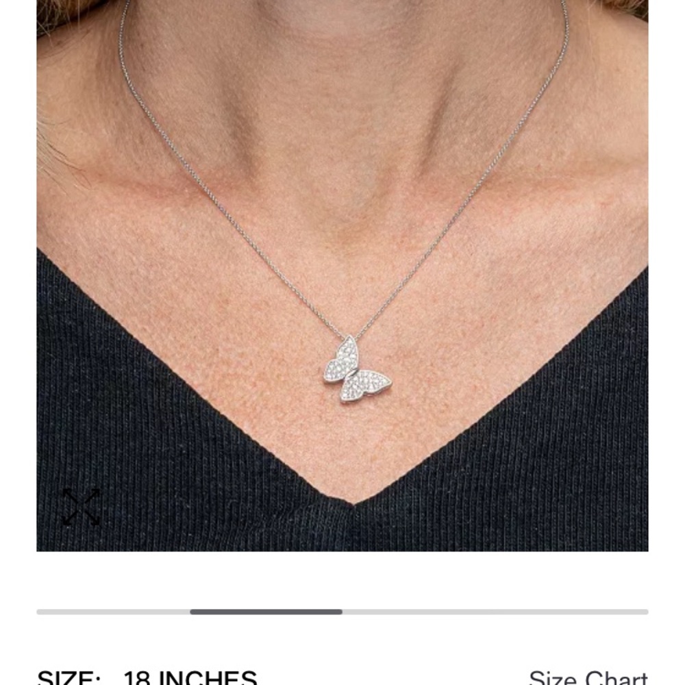 NWT $200  Sterling silver DIAMOND butterfly necklace . 1/10 ct tw.Dainty/perfect